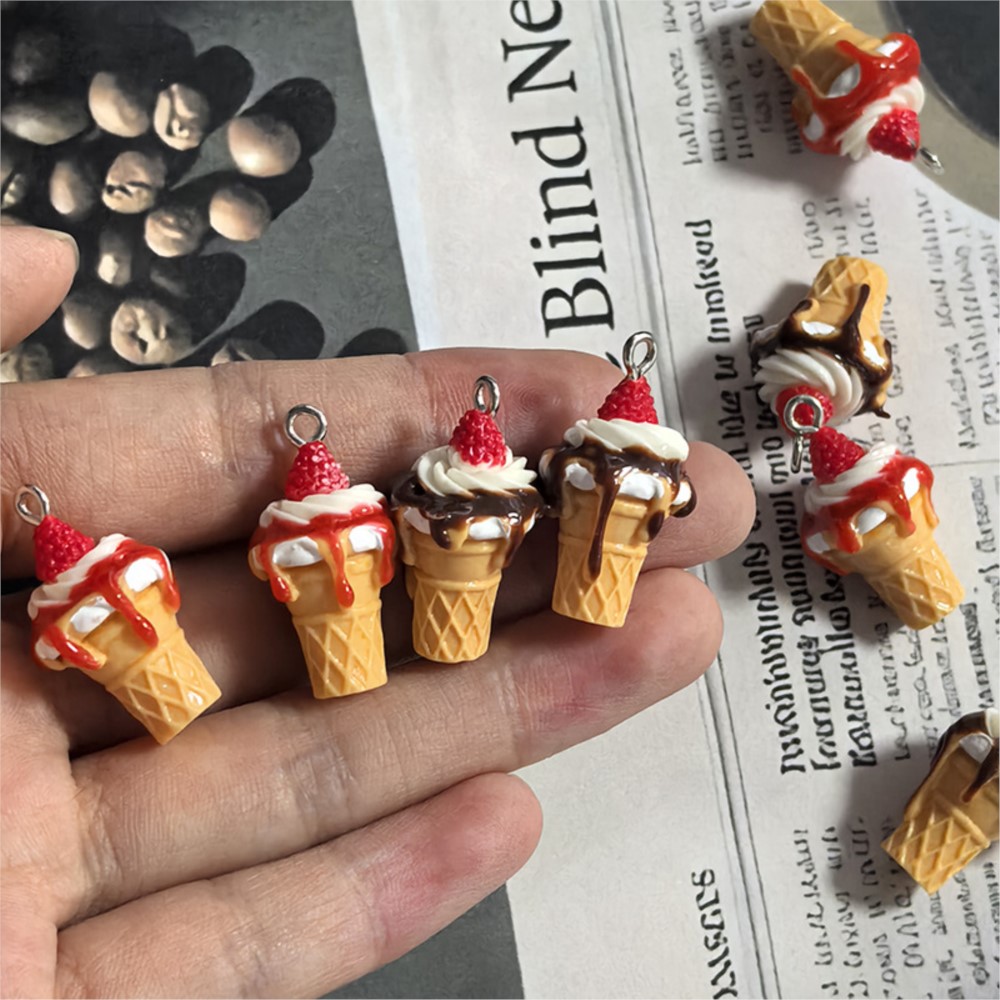 Resin Art Pendant - 10Pcs Cute 3D Simulation Food Ice