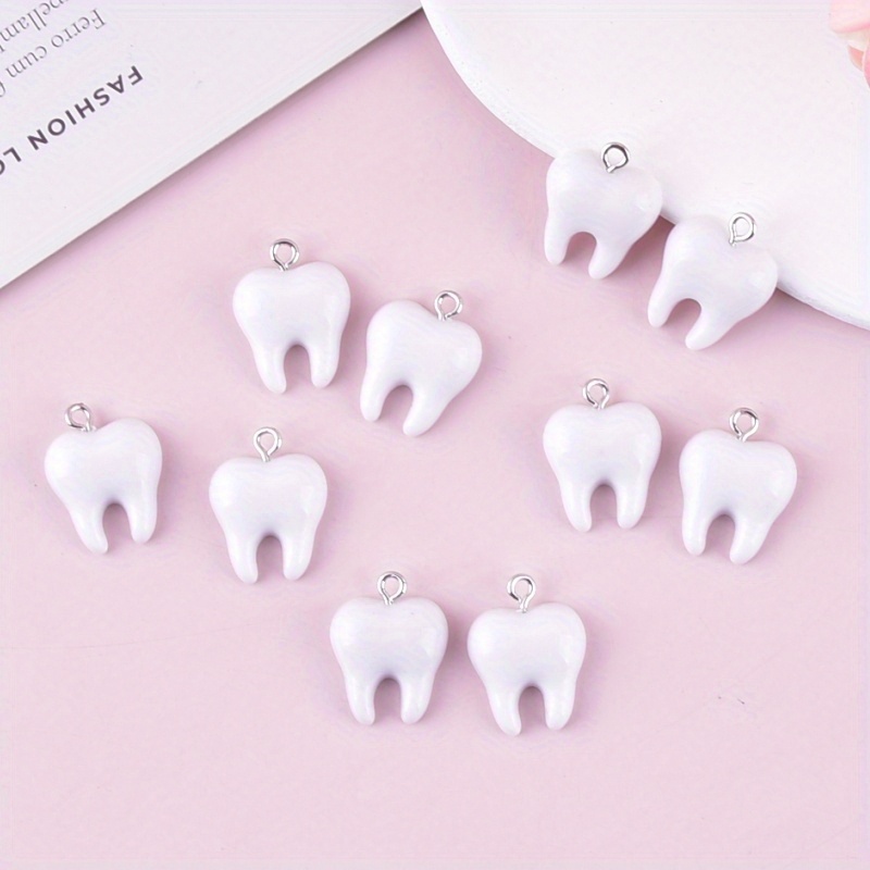 10Pcs Fun Tooth Resin Charms C - Resin Art Pendant ulasan dan harga