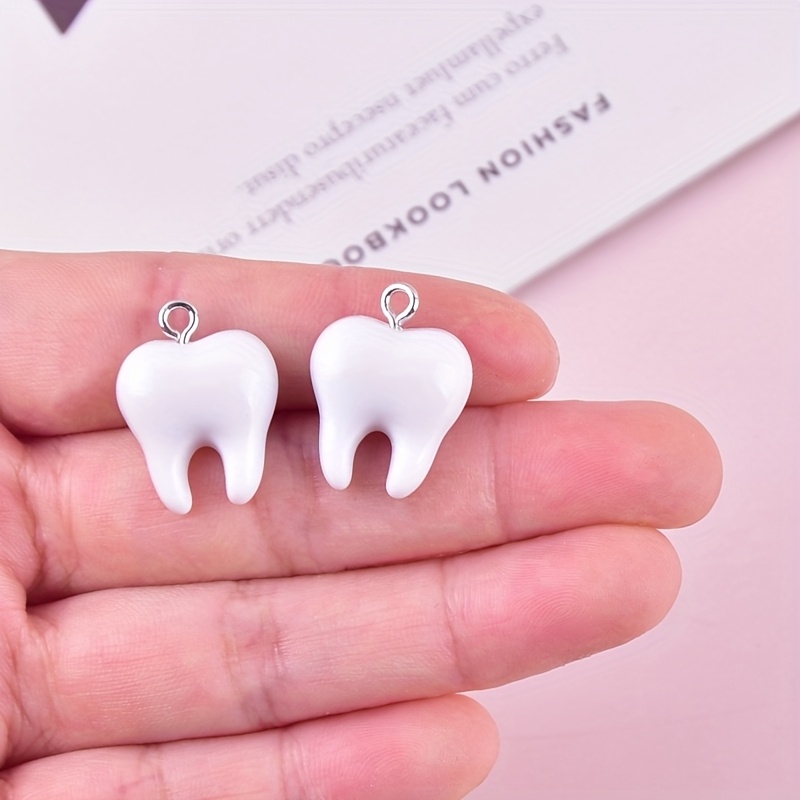10Pcs Fun Tooth Resin Charms C - Resin Art Pendant ulasan dan harga