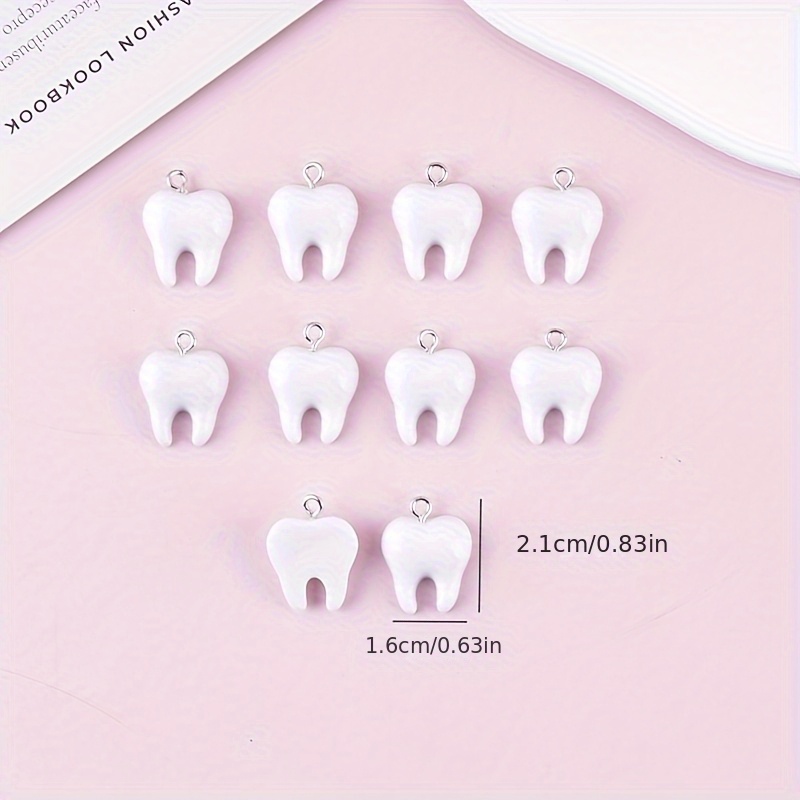10Pcs Fun Tooth Resin Charms C - Resin Art Pendant ulasan dan harga