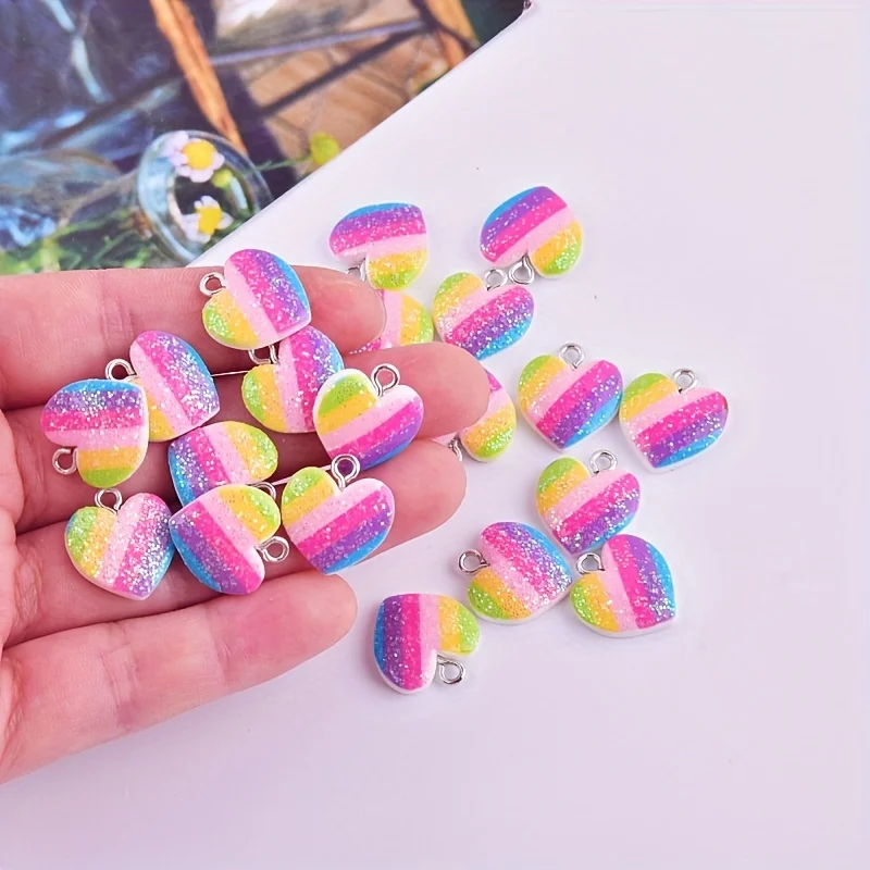 10Pcs Colorful Heart Resin Cha - Resin Art Calligraphy ulasan dan harga