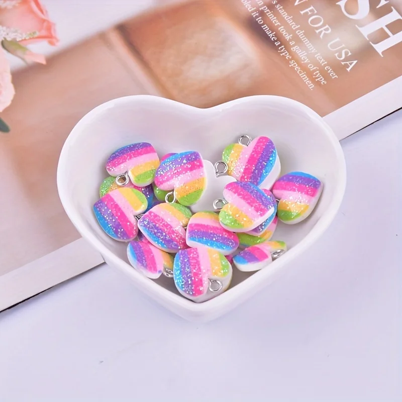 10Pcs Colorful Heart Resin Cha - Resin Art Calligraphy ulasan dan harga