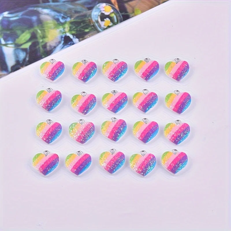 10Pcs Colorful Heart Resin Cha - Resin Art Calligraphy ulasan dan harga
