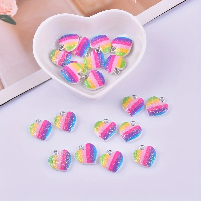 10Pcs Colorful Heart Resin Cha - Resin Art Calligraphy ulasan dan harga