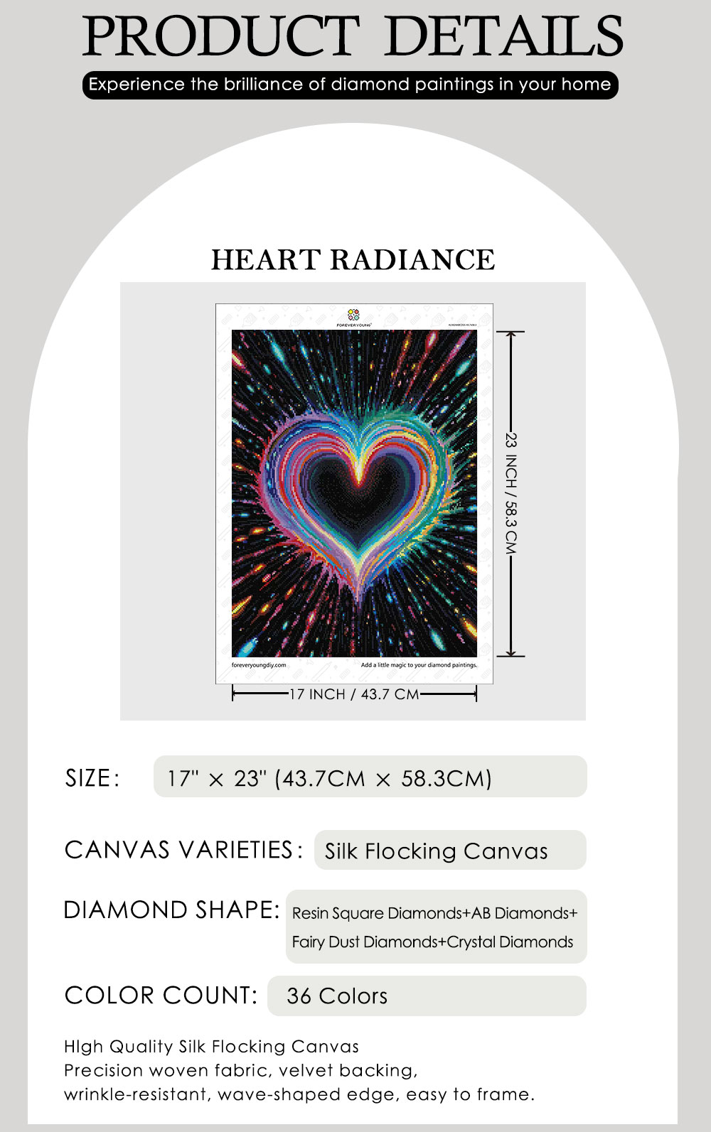 ForeverYoung 43.7×58.3cm Heart - Resin Art Wall ulasan dan harga