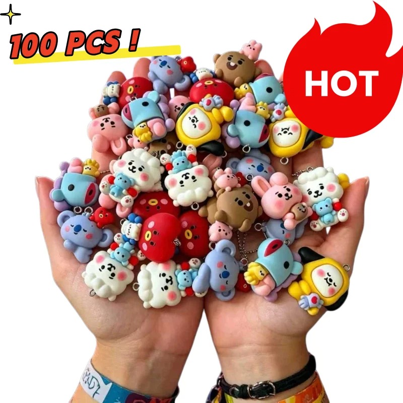 7pcs BT21 Resin Cartoon Charm  - Resin Art Calligraphy ulasan dan harga