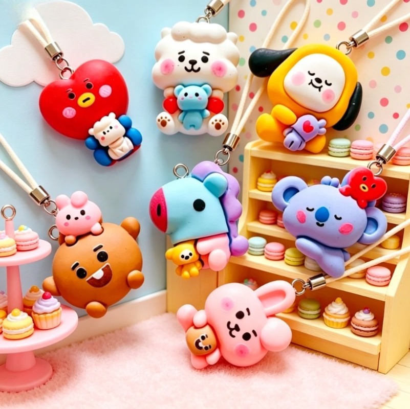 7pcs BT21 Resin Cartoon Charm  - Resin Art Calligraphy ulasan dan harga