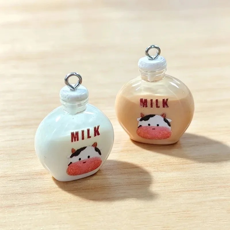 10Pcs Adorable Small Cow Milk  - Resin Art Pendant ulasan dan harga