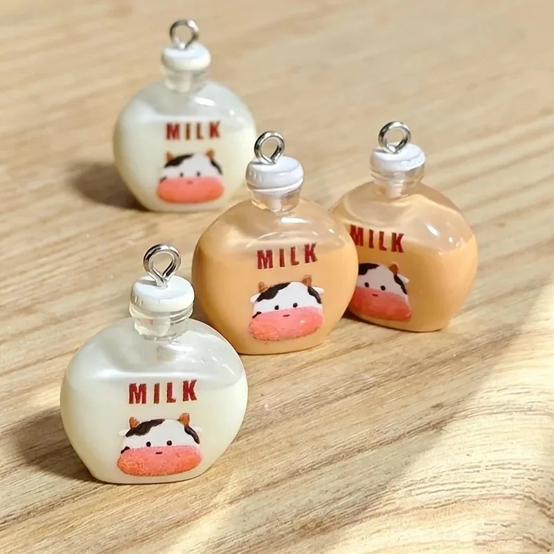 10Pcs Adorable Small Cow Milk  - Resin Art Pendant ulasan dan harga