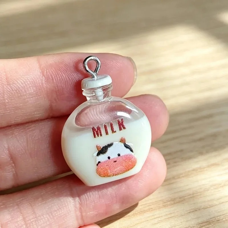 10Pcs Adorable Small Cow Milk  - Resin Art Pendant ulasan dan harga