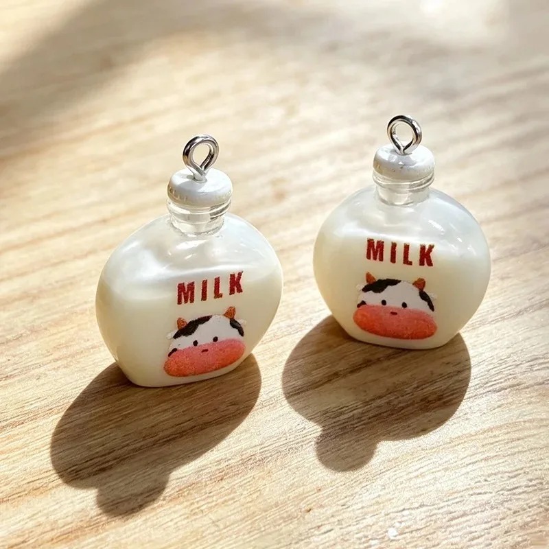 10Pcs Adorable Small Cow Milk  - Resin Art Pendant ulasan dan harga