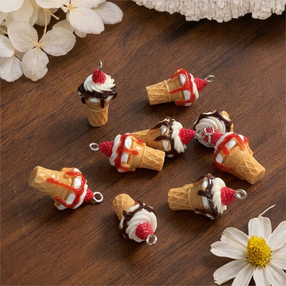 10Pcs Cute 3D Simulation Food  - Resin Art Pendant ulasan dan harga